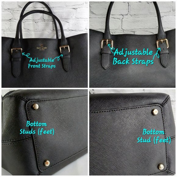 KATE SPADE SAFFIANO LEATHER ADJUSTABLE BUCKLE STRAP LARGE SHOULDER  BAG ONYX - Picture 12 of 16